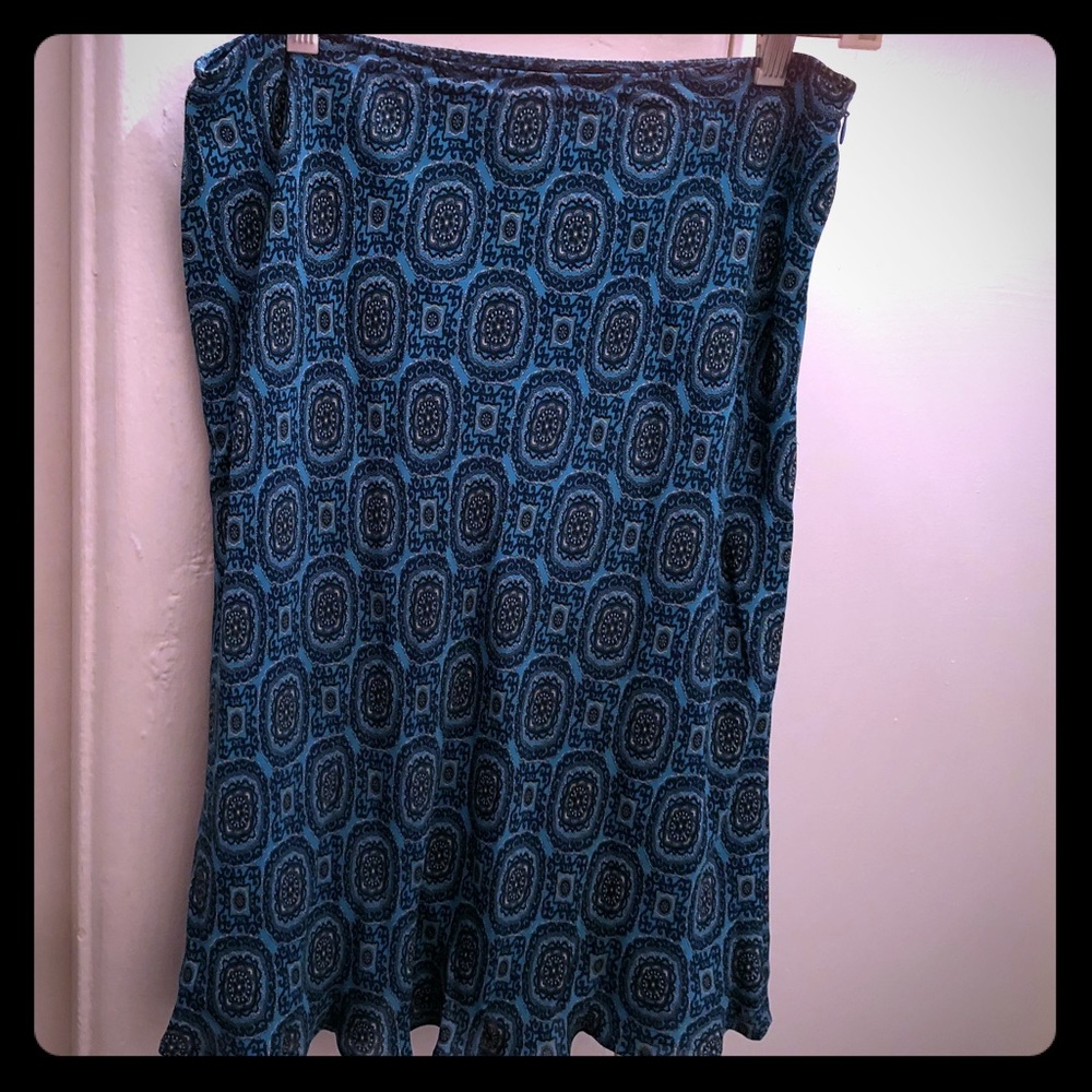 INC blue a-line silk skirt